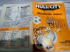 1974 Manchester United signed programme (Wolves away), signatures include Alex Stepney, Arnold