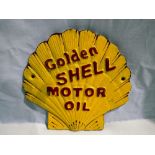 Cast iron Golden Shell plaque. W:15cm UK P&P Group 1 (£16+VAT for the first lot and £2+VAT for