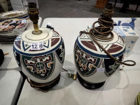 Pair of Greek style table lamps. All electrical items in this lot have been PAT tested for safety