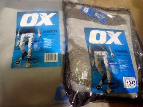 Two pairs of OX-tools 42 inch grey workwear joggers, new old stock. Not available for in-house P&P