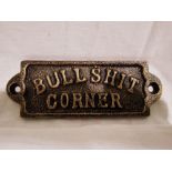 Cast iron bronzed Bull**** corner sign, W: 80 mm. UK P&P Group 1 (£16+VAT for the first lot and £2+