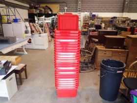 25 lidded plastic storage crates. Not available for in-house P&P.