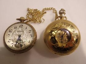 Greenwich pocket watch Co gold plated pocket watch, boxed. Working at lotting up and another. UK P&P