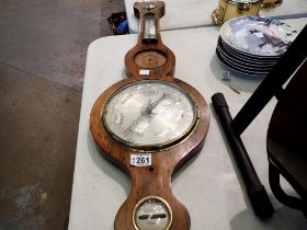 Oak framed barometer/thermometer. Not available for in-house P&P