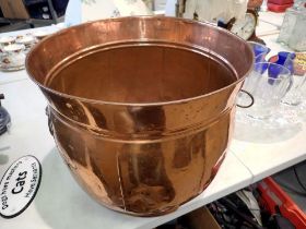 Brass coal bucket with lion head handles. Not available for in-house P&P