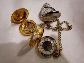 Two pocket watches and a pocket watch case. UK P&P Group 1 (£16+VAT for the first lot and £2+VAT for