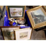 Mixed items including pictures and ceramics. Not available for in-house P&P