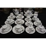 Royal Albert tea and coffee service of forty three pieces in the Queens Messenger pattern. Not