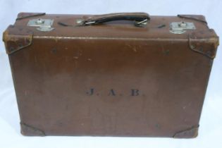 Leather travel case, Frenches London, marked J.A.B, 62 x 46 cm. UK P&P Group 3 (£30+VAT for the