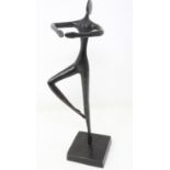 Bronze matchstick figure on a square base, H: 31 cm. UK P&P Group 2 (£20+VAT for the first lot
