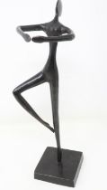 Bronze matchstick figure on a square base, H: 31 cm. UK P&P Group 2 (£20+VAT for the first lot