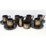 Portmeirion coffee service of fourteen pieces designed by Susan Williams-Ellis, slight scrapes to