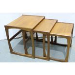 A mid 20th century (possibly Nathan) teak nest of three gradating tables, largest 53 x 43 x 39 cm H.