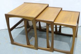 A mid 20th century (possibly Nathan) teak nest of three gradating tables, largest 53 x 43 x 39 cm H.