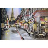 Paul Kenton (British contemporary): hand finished artist signed print on canvas, Paris at night,