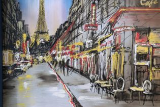 Paul Kenton (British contemporary): hand finished artist signed print on canvas, Paris at night,