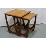 G Plan teak nest of two graduating tables, largest 43 x 46 x 46 cm H. Not available for in-house P&P