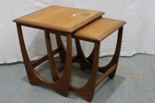 G Plan teak nest of two graduating tables, largest 43 x 46 x 46 cm H. Not available for in-house P&P