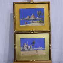 B Rappino (early 20th century): pair of gouache on paper, the Nile and Caphine, each 36 x 26 cm .
