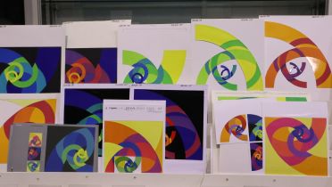Portfolio of original artists cuts and prints by Keith Paul from 'The Arc' collection using the