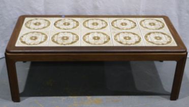 A G Plan mid 20th century rectangular coffee table with tile insert top, 113 x 52 x 40 cm H. Not