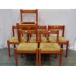 Set of six Habitat 1973 Magistretti chairs with rush seats designed by Vico Magistretti (1920 -