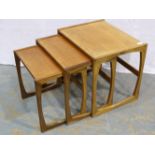 G Plan teak nest of three graduating tables, largest 54 x 43 x 50 cm H. Not available for in-house