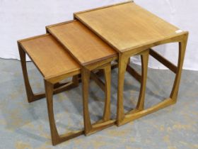 G Plan teak nest of three graduating tables, largest 54 x 43 x 50 cm H. Not available for in-house