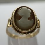 Victorian shell cameo set into a 14ct gold ring, size N, 4.5g. UK P&P Group 1 (£16+VAT for the first