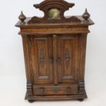 Antique dolls house furniture wardrobe in the Gothic style, H: 36 cm. UK P&P Group 3 (£30+VAT for