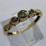 9ct gold diamond set trilogy ring, size I, 1.2g. UK P&P Group 1 (£16+VAT for the first lot and £2+