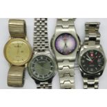 Four gents wristwatches; Phillip Mercier, Zurich Sports, New Swiss Army and Sekonda. UK P&P Group