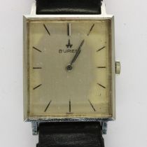 BUREN: gents wristwatch on a black leather strap, with 1968 ICI inscription verso, working at