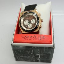 CARAVELLE NEW YORK: gents wristwatch with three subsidiary dials, working at lotting, boxed. UK P&