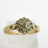 9ct gold diamond set cluster ring, size N/O, 1.9g. UK P&P Group 1 (£16+VAT for the first lot and £