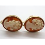 Pair of 9ct gold cameo screw earrings, 3.6g. UK P&P Group 1 (£16+VAT for the first lot and £2+VAT