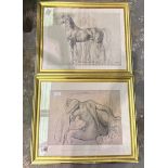 Two Degas framed prints La Toilette and Study of a Horse With Figures. Not available for in -