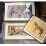 Mixed framed and glazed prints including a Red Rum print signed by trainer. Not available for in-