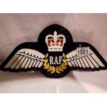 Cast iron RAF Wings plaque. W: 35cm. UK P&P Group 1 (£16+VAT for the first lot and £2+VAT for