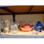 Mixed glassware including early Pyrex dessert set. Not available for in-house P&P