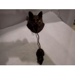 Cast iron cat and mouse door knocker. H: 25cm. UK P&P Group 1 (£16+VAT for the first lot and £2+