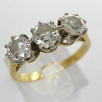 18ct gold Boodle and Dunthorne trilogy ring set with diamonds approx 0.6ct, size L/M, 3.3g,