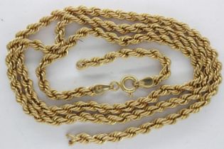 9ct gold twist neck chain, damaged, L: 50 cm, 4.7g. UK P&P Group 0 (£6+VAT for the first lot and £