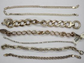 Seven 925 silver bracelets, largest L: 22 cm. UK P&P Group 1 (£16+VAT for the first lot and £2+VAT