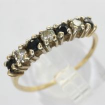 9ct gold ring set with sapphires and cubic zirconia, size N/O, 1.3g. UK P&P Group 0 (£6+VAT for