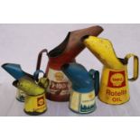 Automobilia: five original Shell oil cans, largest H: 29 cm. UK P&P Group 3 (£30+VAT for the first