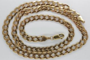 9ct gold flat link neck chain, L: 50 cm, 14.8g. UK P&P Group 0 (£6+VAT for the first lot and £1+