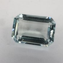 Natural emerald cut loose aquamarine stone: 1.18ct. UK P&P Group 1 (£16+VAT for the first lot and £