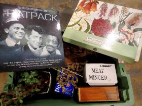 Mixed items including rat pack CDs, camera and bible. Not available for in-house P&P