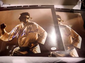 Two signed and authenticated picture of Ralf Macchio, ( Karate Kid ). Not available for in-house P&P
